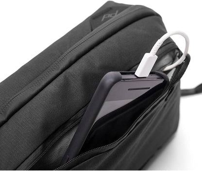Peak Design Small Tech Pouch, Black, Electronics Organizer for Travel or Everyday Carry, Origami-Style Storage, Cable Pass-Through, Weatherproof Recycled Nylon, Gear Carry Bag for Men and Women