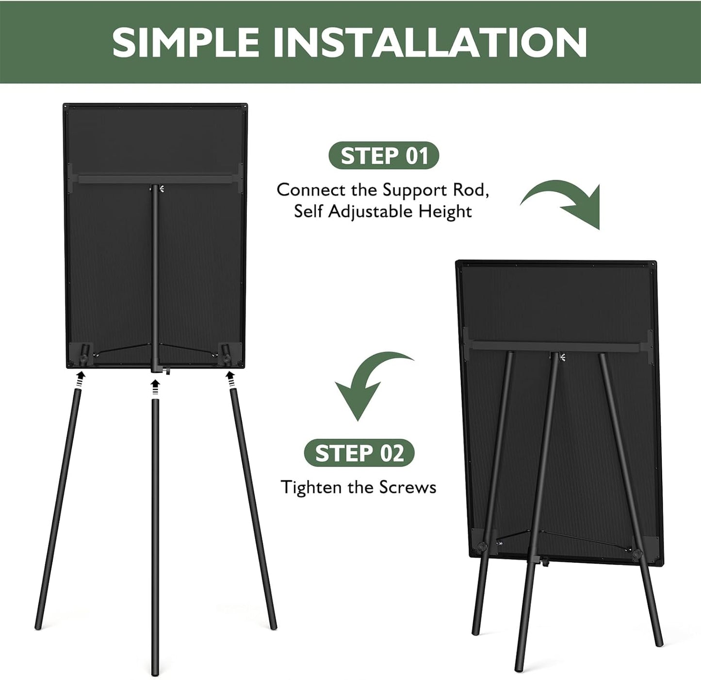 Magnetic Whiteboard Easel Stand, Dry Erase 36 x 24 White Board with Height Adjustable Tripod Stand, 3' x 2' Flipchart Easel Stand Presentation Board, 6 Magnets, 1 Eraser, 2 Pens