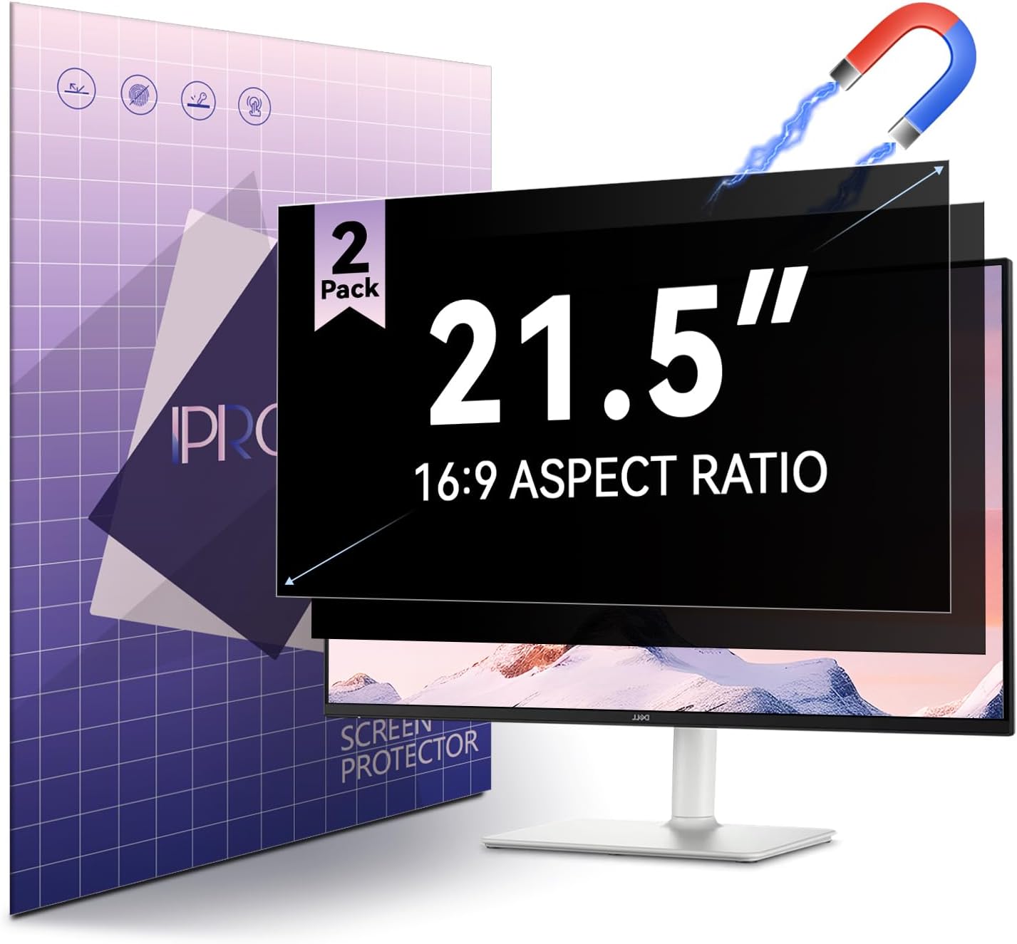 IPROKKO Laptop Privacy Screen 14 Inch 16:9 Aspect, Compatible with HP, Dell, Acer, Asus, Samsung, Lenovo Yoga & More, Removable Anti Blue Light Glare Spy Computer Monitor Filter Security Shield