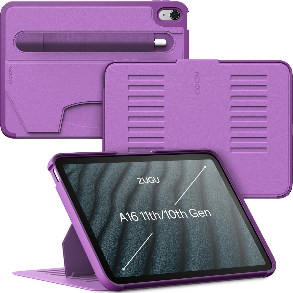 ZUGU CASE for iPad A16 11th Generation 11 Inch (2025), 10th Gen 10.9 Inch (2022) Magnetic Stand & Sleep/Wake Cover, Model #s A3354, A3355, A3356, A2696, A2757, A2777, Stealth Black