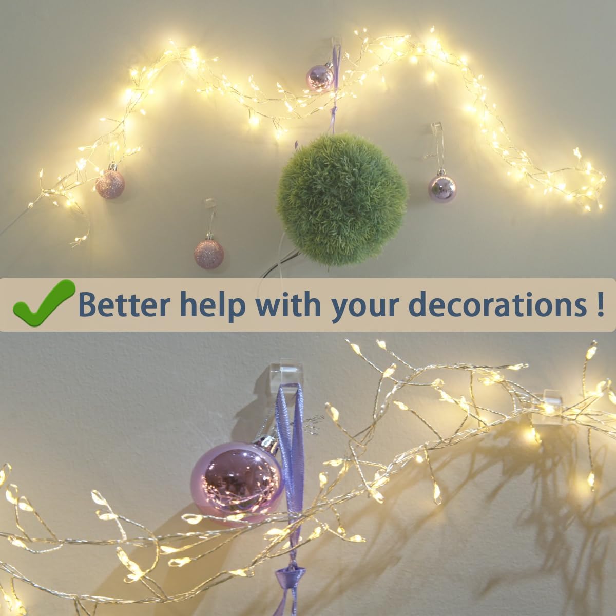 60PCS Cable Clips, KGROTE Outdoor Wire Clips Adhesive Cable Hooks Cord Organizer Holder Christmas Light Clips for Desk, Wall Cable Management, String Lights, Fairy Lights, Decorations Hanging - Clear