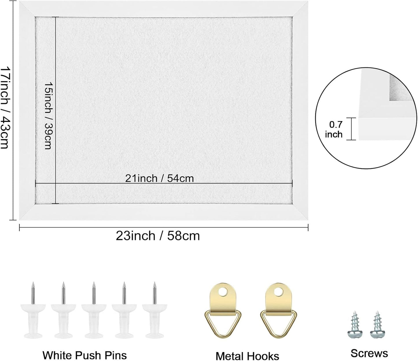 TORASO Cork Board Bulletin Board with Felt,Wood Framed Display Bulletin Board for Walls with Pins, Eye Bolts, gaskets, Screws, Pin Board for Office, School and Home(Black,1pc)