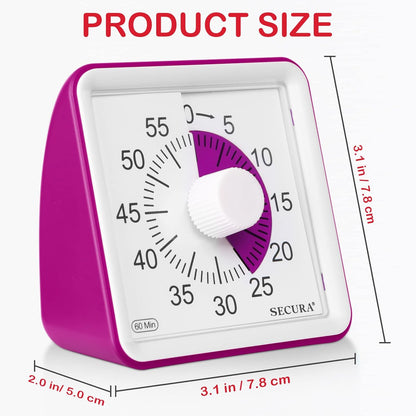 Secura 60-Minute Visual Timer, Classroom Timer, Countdown Timer for Kids and Adults, Time Management Tool for Teaching (Blue & Blue)