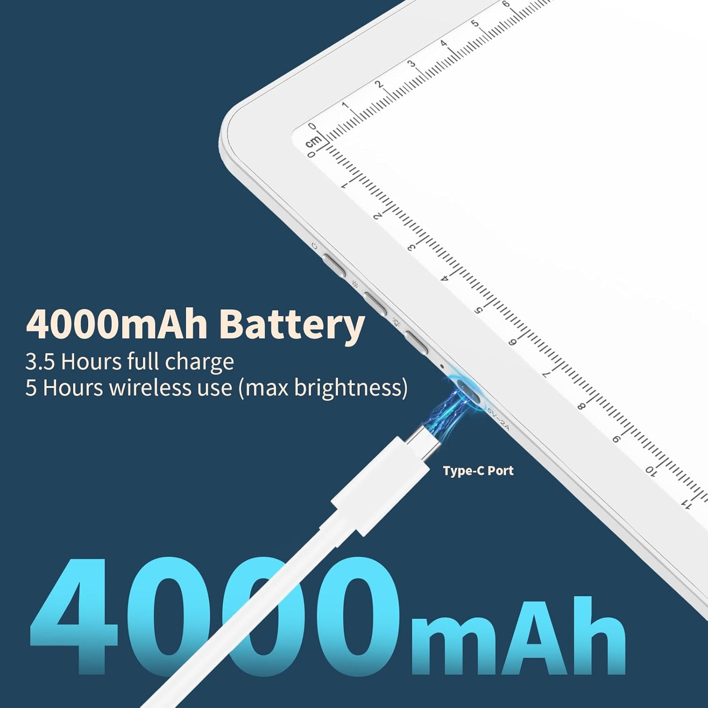 YINGWOND Rechargeable A4 Light Box for Tracing,Ultra-Thin 9000LUX Super Bright Wireless Light Pad with Adjustable Brightness Color,13.9x10 in Light Board for Diamond Painting Drawing Sketching