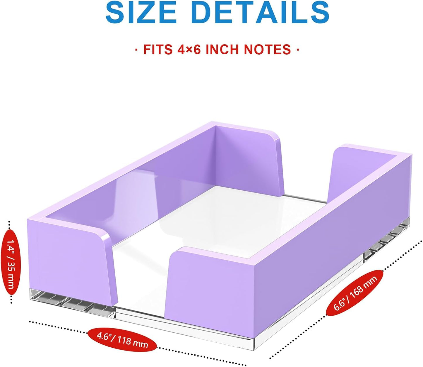 WINFFOR Acrylic Notepad Holder Dispenser - 4x6 in Sticky Note Memo Holder Self-Stick Note Pad Organizer (W/O Pads) Office Desk Accessories School Supplies, Crystal Clear