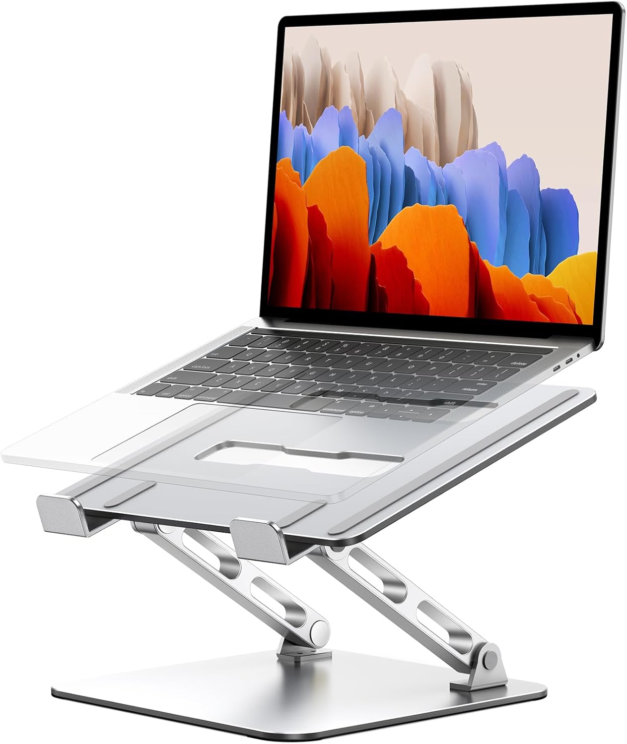 RIWUCT 360° Rotatable Laptop Stand for Desk Adjustable Height, Ergonomic Laptop Riser Holder with Dual-bar Support, Portable Computer Notebook Stand for MacBook Air Pro(10-16"), Gifts for Men/Dad