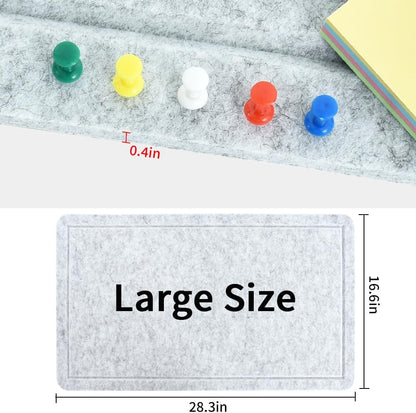 Vuzvuv Black 28"x16" Large Cork Board with 50 Push Pins & Sticky Notes, Self-Adhesive Bulletin Board for Wall, Felt Pin Vision Board for Paste Notes,Schedules Offices Home