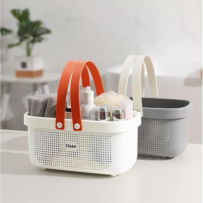 JiatuA Plastic Storage Basket with Handle Portable Shower Caddy Tote Organizer Basket Bin for Bathroom Kitchen Dorm Room Bedroom, Green