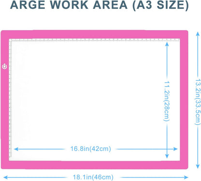 LitEnergy A3 Copy Light Board Tracing Box, Ultra-Thin Adjustable Drawing Tablet USB Power Artcraft LED Tracer Pad for Diamond Art Painting Accessories, Streaming, Sketching, Animation, Stenciling