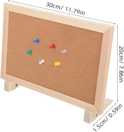 Double Sided Cork Board,11.8"x7.8" Cork Board Bulletin Desktop Small with Stand for Home Office Desk Message or Picture