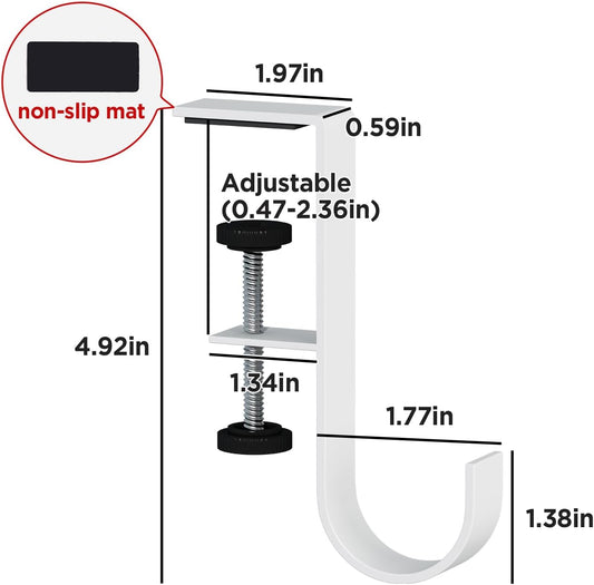 Adjustable Clamp-On Under Desk Hook - 3 Pack Heavy Duty Hanger, Sturdy Steel Holds for Purses & Backpacks, Space-Saving Organizer for Office Desks