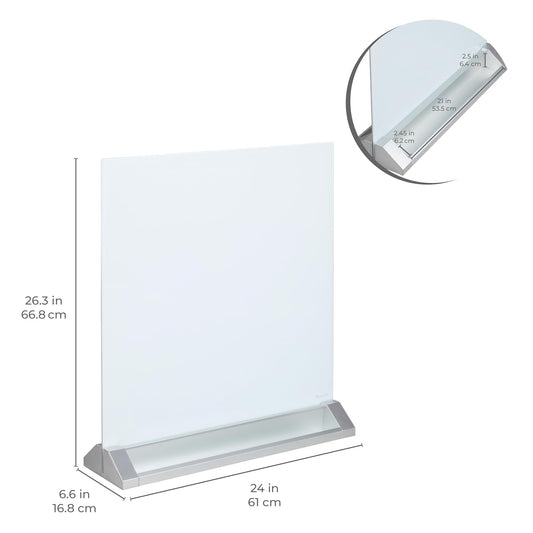ECR4Kids MessageStor Glass Dry-Erase Board with Storage Stand and Magnets, White Board, White