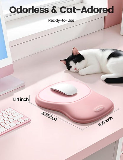 meatanty Mouse Pad with Wrist Rest, Ergonomic Mouse Wrist Support, Desk Mouse Mat Computer Accessories, Soft Memory Foam Palm Hand Pain Relief, Non-Slip Laptop Cushion, Office Home Gaming Black Blue