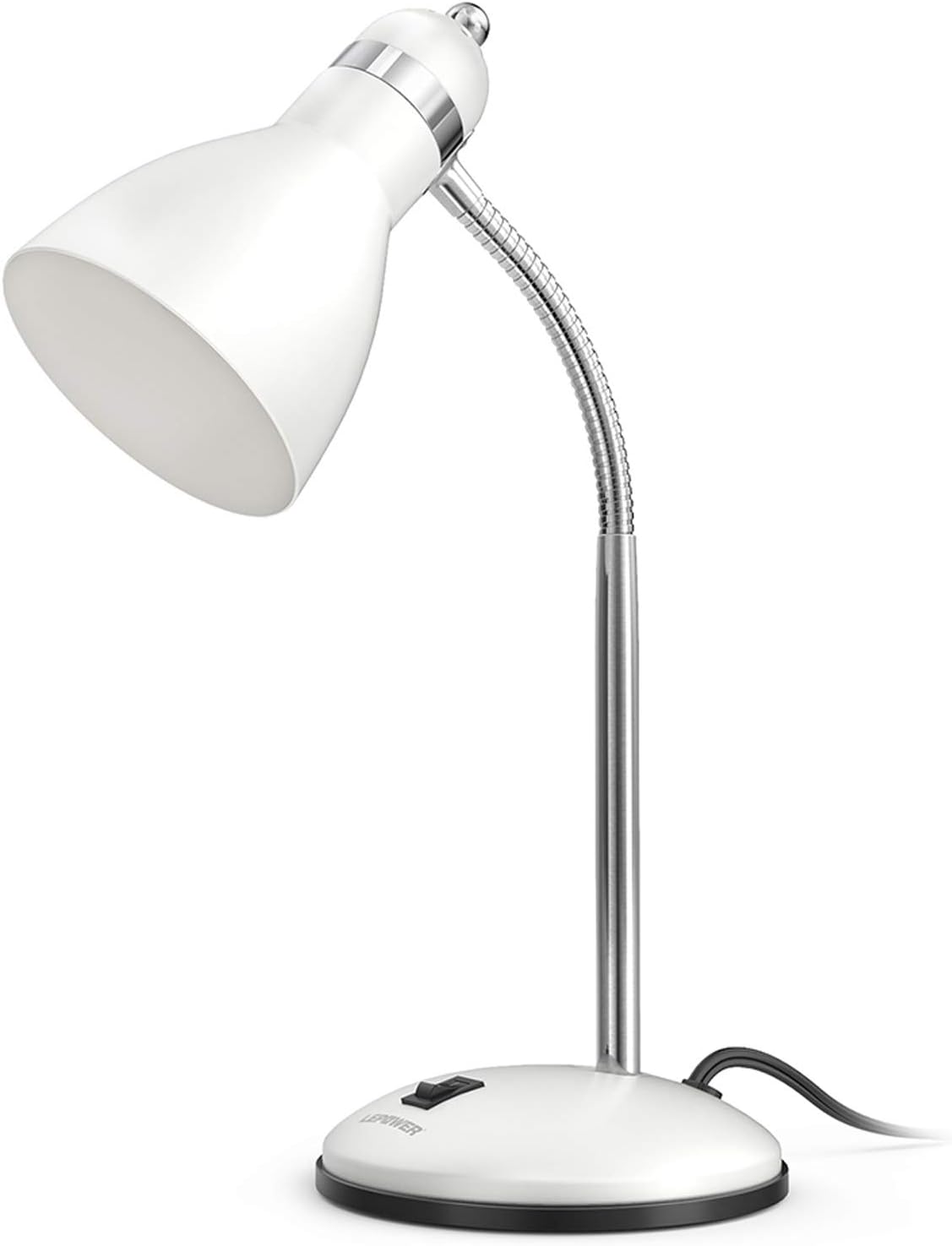 LEPOWER Metal Desk Lamp, Eye-Caring Table Lamp, Study Lamps with Flexible Goose Neck for Bedroom, Home Office (Matte Black)