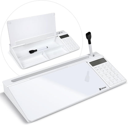 Varhomax Glass Weekly Planner Desk White Board, Desktop Calendar Whiteboard with Storage, to Do List Memo Caddy for Home Office and School Supplies, Black