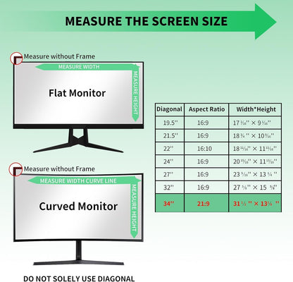 2 Pack- 27 Inch Curved Computer Privacy Screen Filter for 16:9 Widescreen Computer Screen Protector Computer Screen Privacy Shield Anti Glare and Blue Light