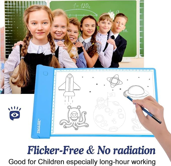 IMAGE Light Up Tracing Pad Pink Drawing Tablet Coloring Board for Kids Children to for Girls Boy (Includes 10 Traceable Sheets and Two Clips)