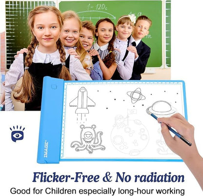 IMAGE Light Up Tracing Pad Pink Drawing Tablet Coloring Board for Kids Children to for Girls Boy (Includes 10 Traceable Sheets and Two Clips)