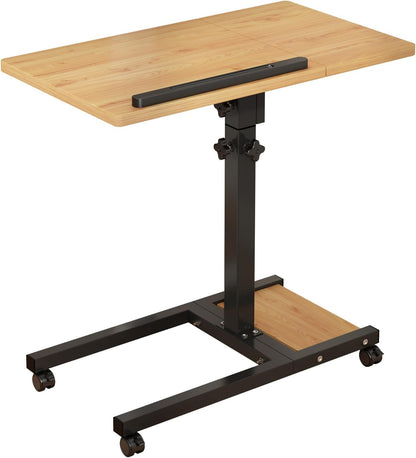 TigerDad Mobile Adjustable Height Laptop Stand PC Computer Portable Notebook Swivel Laptop Desk Rolling Table Desk Cart Tiltable with Wheels Casters& Mouse Pad Table