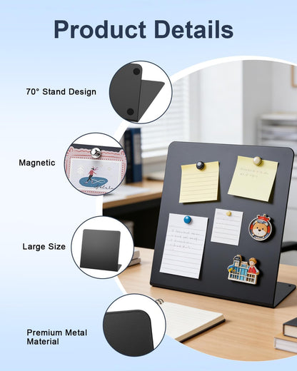 UCEC Metal Magnet Board, Magnetic Bulletin Board, Magnetic Display Board with Stand, Double-Sided V-Shaped Memo Board Easel for Magnet, 11.8"x10" Black Desktop Tabletop Display for Home Office Kitchen