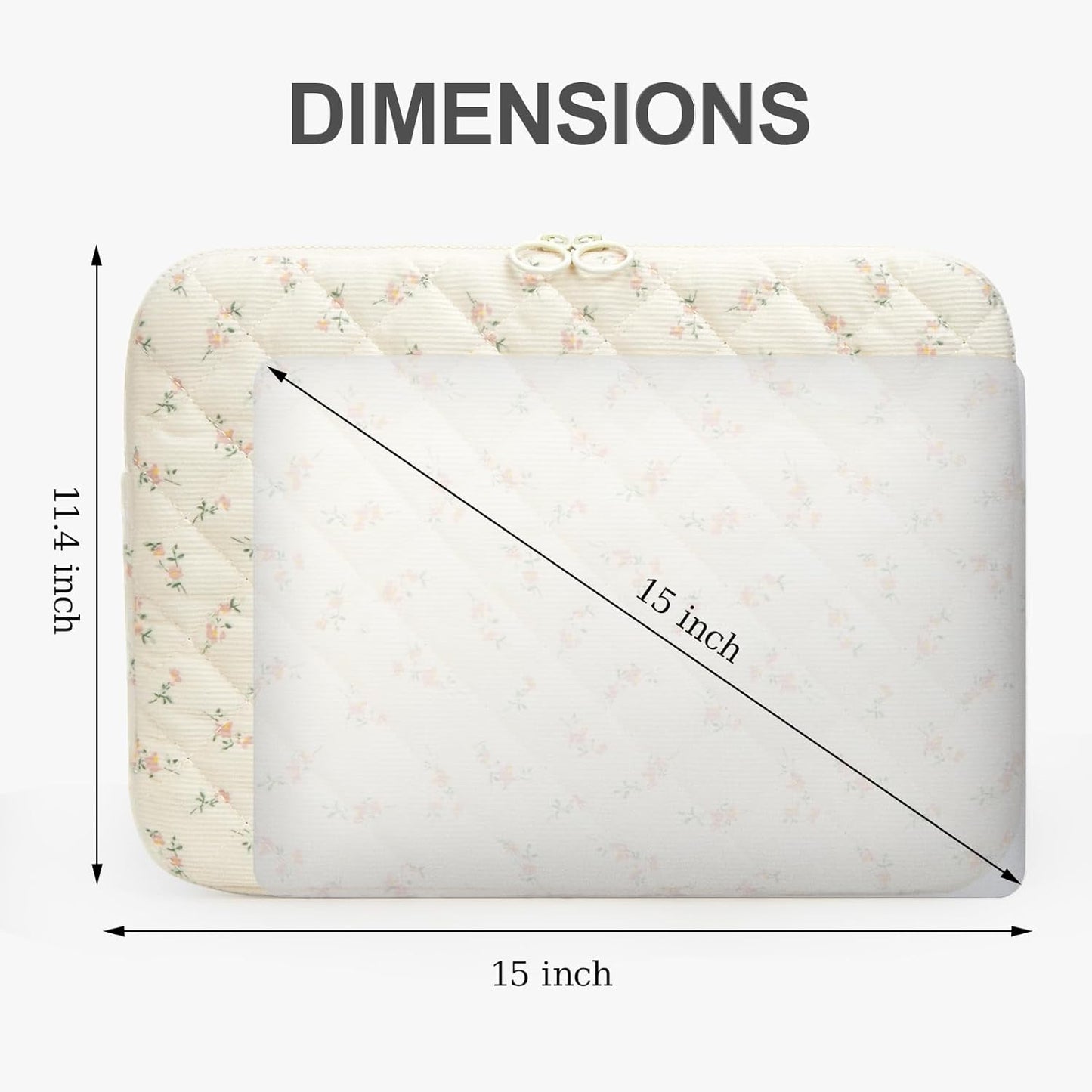 Puffy Laptop Sleeve 13 Inch Cute Quilted Laptop Protective Case Padded Floral Computer Sleeve for MacBook (A-Blue, 13 Inch)