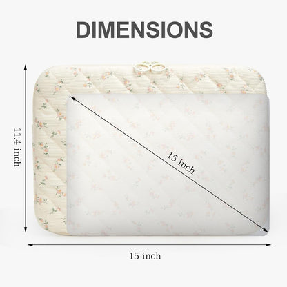 Puffy Laptop Sleeve 13 Inch Cute Quilted Laptop Protective Case Padded Floral Computer Sleeve for MacBook (A-Blue, 13 Inch)