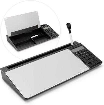 Varhomax Glass Weekly Planner Desk White Board, Desktop Calendar Whiteboard with Storage, to Do List Memo Caddy for Home Office and School Supplies, Black