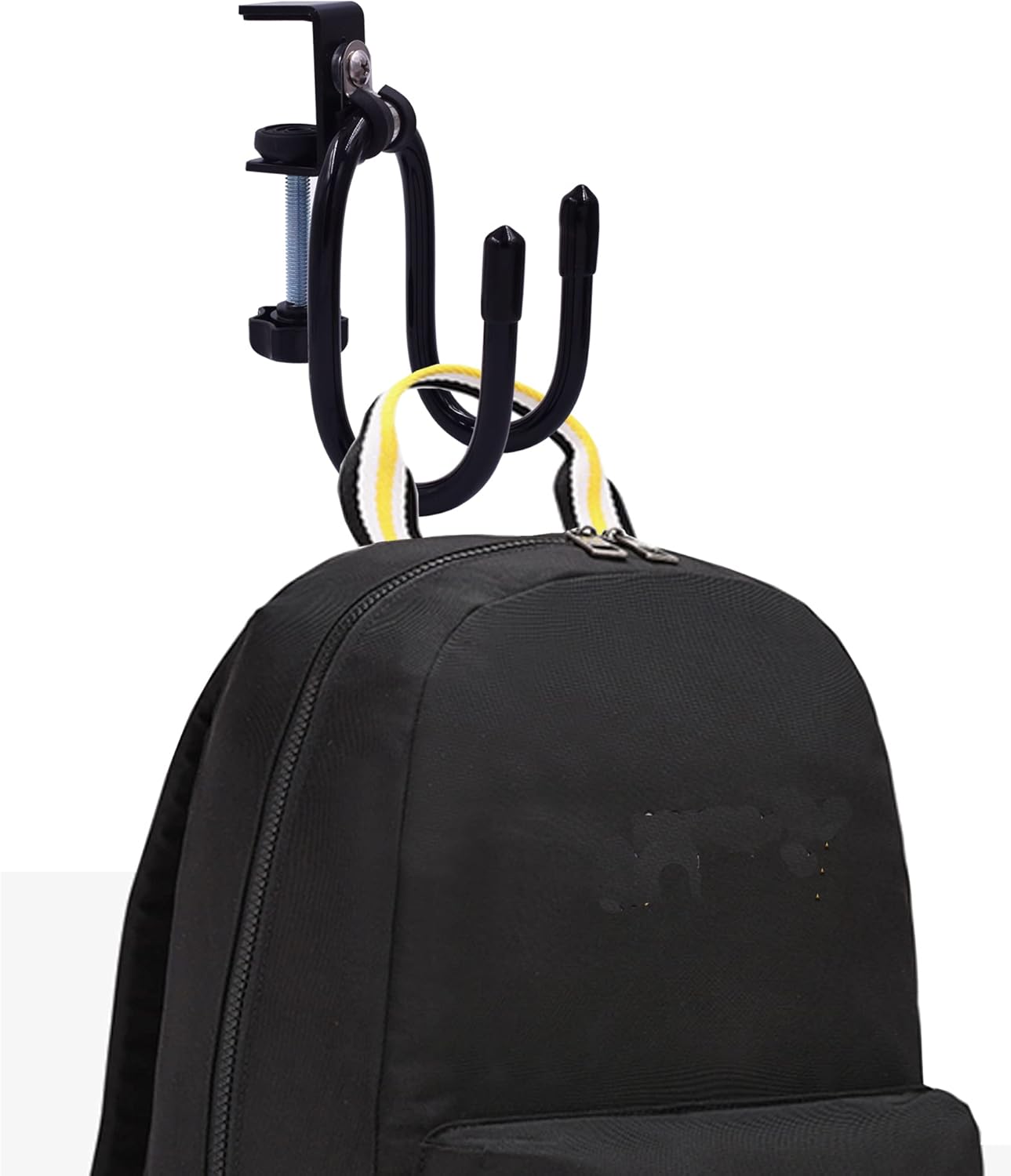 YYST Desk Mount Clamp-On Bag Holder Hook Backpack Hanger Portable for Backpack, Handbag, Purse, Laptop Bag, Tote Bag, Messenger Bag,Table Desk, Under Counter (20 lb. Capacity) (1)