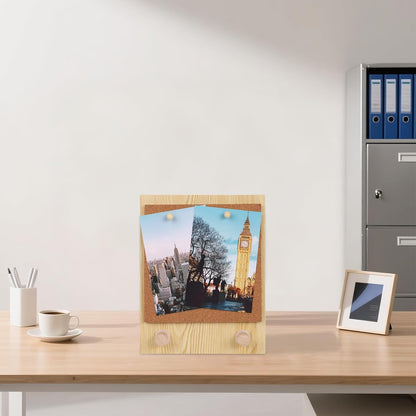 9.5x7.5inch Pin Board Cork Board, Bulletin Board Message Board with 10 PCS Wood Push Pins, Desktop Cork Display Stands for Home School Office Décor