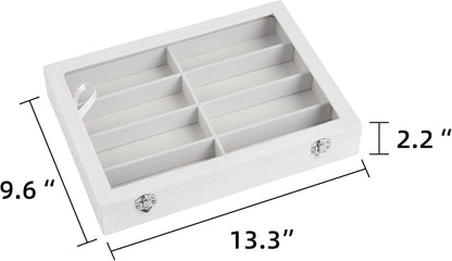 Frebeauty Sunglass Organizer,Velvet Glasses Organizer,8-Slot Sunglasses Tray for Drawer, Men's/Women's Sunglasses Box, Glasses Holder for Watch Stackable Eyeglass/Eyewear Display Tray(Beige)