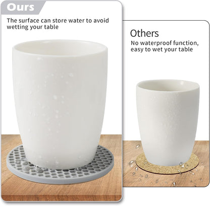 TWTLi Silicone Coasters Set of 8 with Holder,Coasters for Drinks,Beer,Coffee Coasters,Suitable for Kinds Cups,Hot or Cold,Anti-SLI,Non-Stick,Anti-Overflow Tabletop Protection and Decor (8 Pcs, Black)