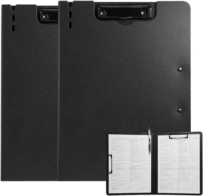 FRETONBA Clipboard Folder, A4 Foldable Clipboard with Horizontal and Vertical Double Metal Clips, 360 Degree Foldable Binder Clipboards with Pen Holder, File Cover Work Folder Clipboards, Blue