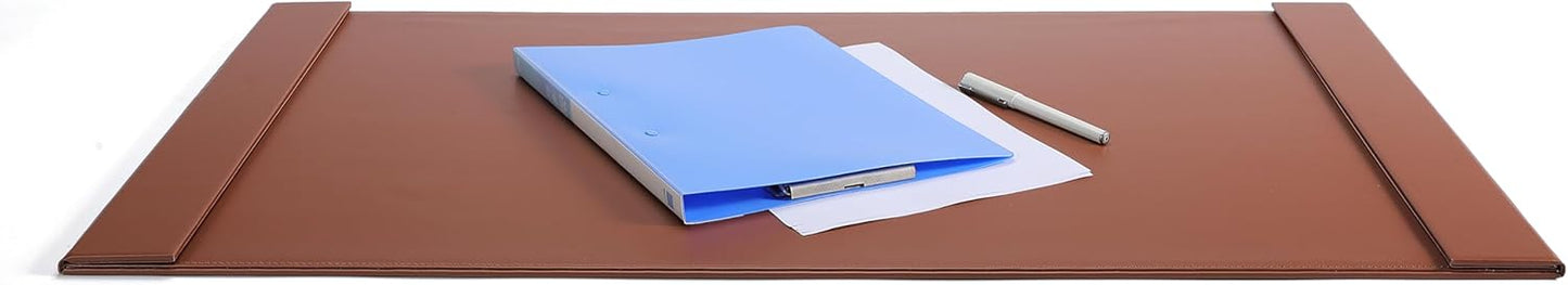 24" x 18" Leather Desk Blotter with Top Rail for Writing Leather Executive Desk Pad Protector Desk Mat for Office Home Workplace Black