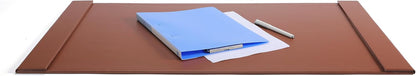 24" x 18" Leather Desk Blotter with Top Rail for Writing Leather Executive Desk Pad Protector Desk Mat for Office Home Workplace Black