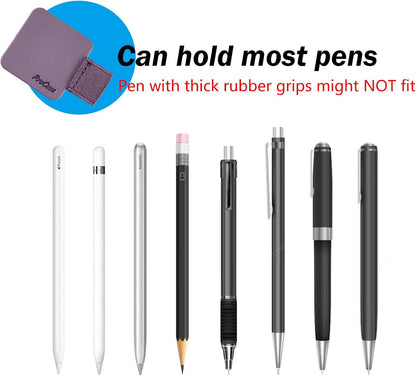 ProCase (5 Pack) Pen Loop Holder for Notebooks Journals Planners Tablet Case, Self Adhesive Leather Pencil Holder with Elastic Loop for Pens, Apple Pencil, Stylus Pen -Black