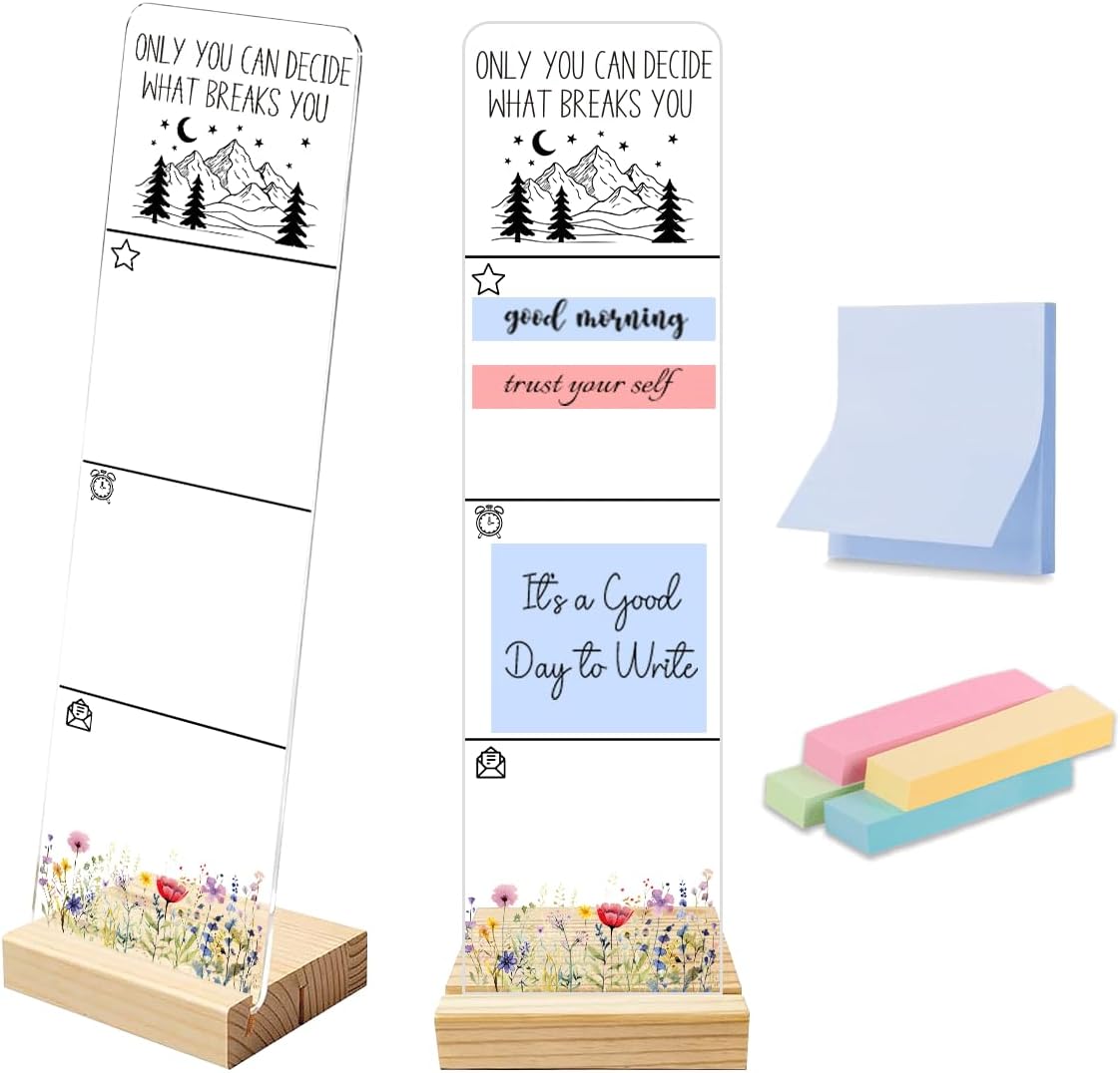 Sticky Note Holder Acrylic Monitor Memo Board Desk Organizers and Accessories Desk Decor Post It Note Holder with 200Pcs Sticky Notes Funny Sarcastic Office Positive Desk Sign