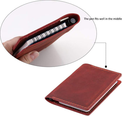 Leather Cover Compatible With Rite in the Rain Top Spiral Notebooks, Handmade Top Bound Notebook Cover For 3" x 5" Writing Pad Holder, Mini Pocket Notepad Holder - COFFEE