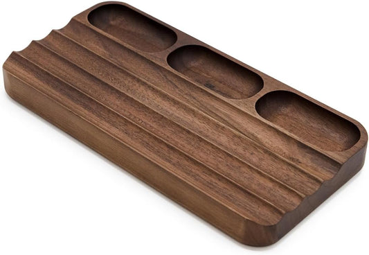 Pen Holder Organizer of Office desks,Walnut Desk Pen Stand,Wave Pen TrayOffice Accessory,Teacher Gifts,Suitable for School,Home,Office Desktop Art Accessories (Walnut-5 Grid)