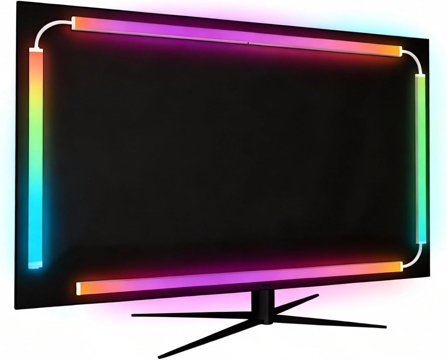 RGB Monitor Backlight with Screen Sync for 32 Inch Screens, Dual USB Powered LED Ambient Lighting Kit, Music Rhythm & Dynamic Modes, Immersive Bias Lighting for Home Office Gaming (4 Sides - 32 inch)