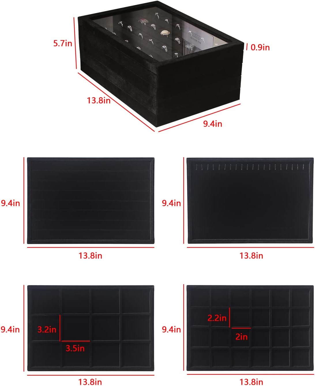 Coward Sunglass Organizer, Beige Velvet Glasses Trays - Eyeglasses Watches Jewelry Display - Men Women (8 Grids)