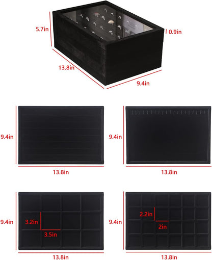 Coward Sunglass Organizer, Beige Velvet Glasses Trays - Eyeglasses Watches Jewelry Display - Men Women (8 Grids)