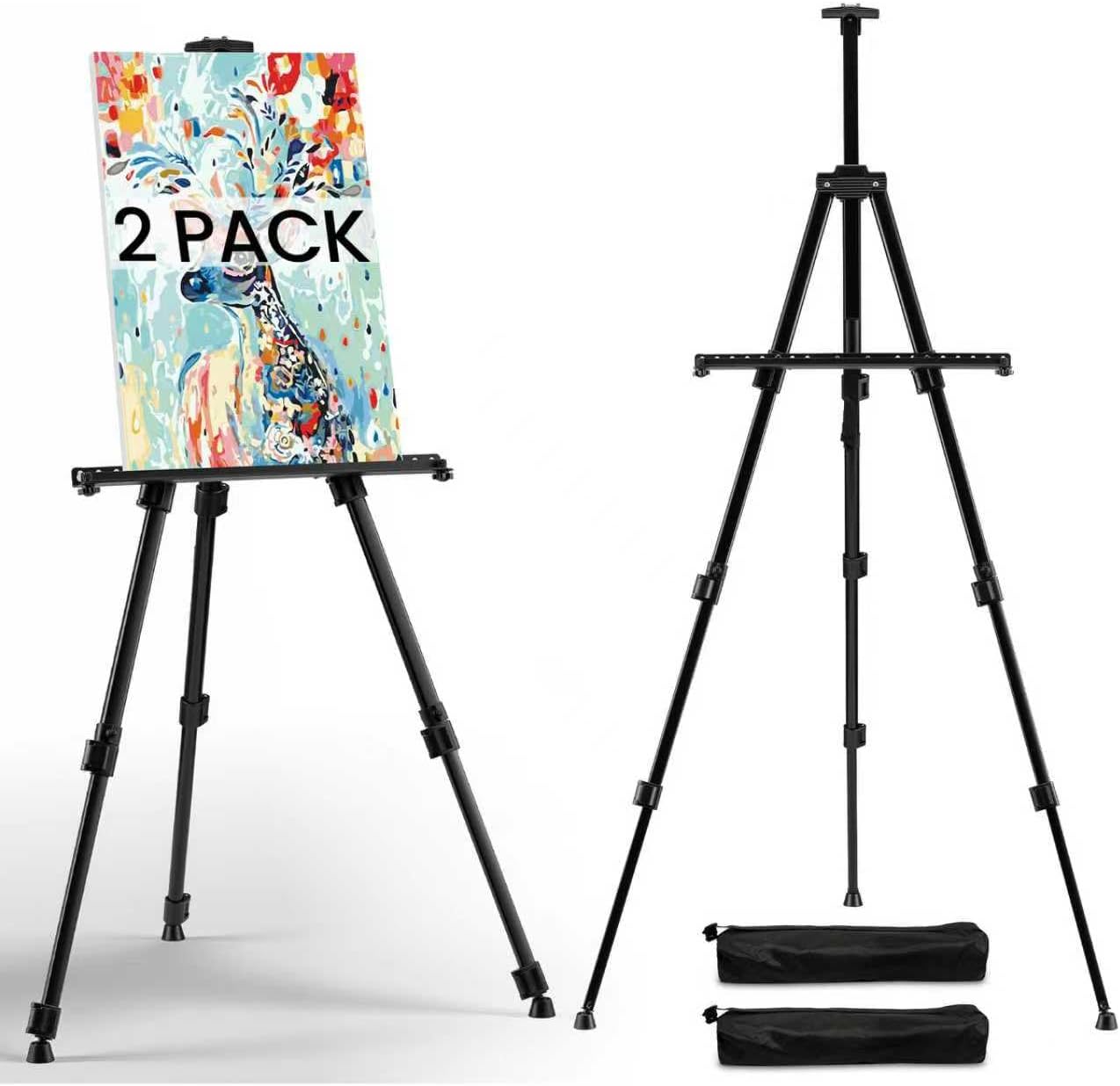 Art Easel for Painting and Display – Adjustable Floor 66 Inch Folding Metal Easel Stand for Sign - Table Top Canvas Stand - Portable Drawing Paint Heavy Duty for Artists Adults Holder or Teen