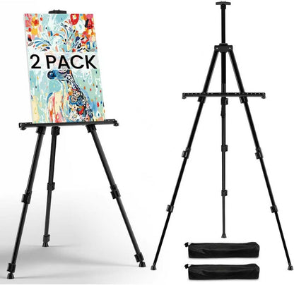 Art Easel for Painting and Display – Adjustable Floor 66 Inch Folding Metal Easel Stand for Sign - Table Top Canvas Stand - Portable Drawing Paint Heavy Duty for Artists Adults Holder or Teen