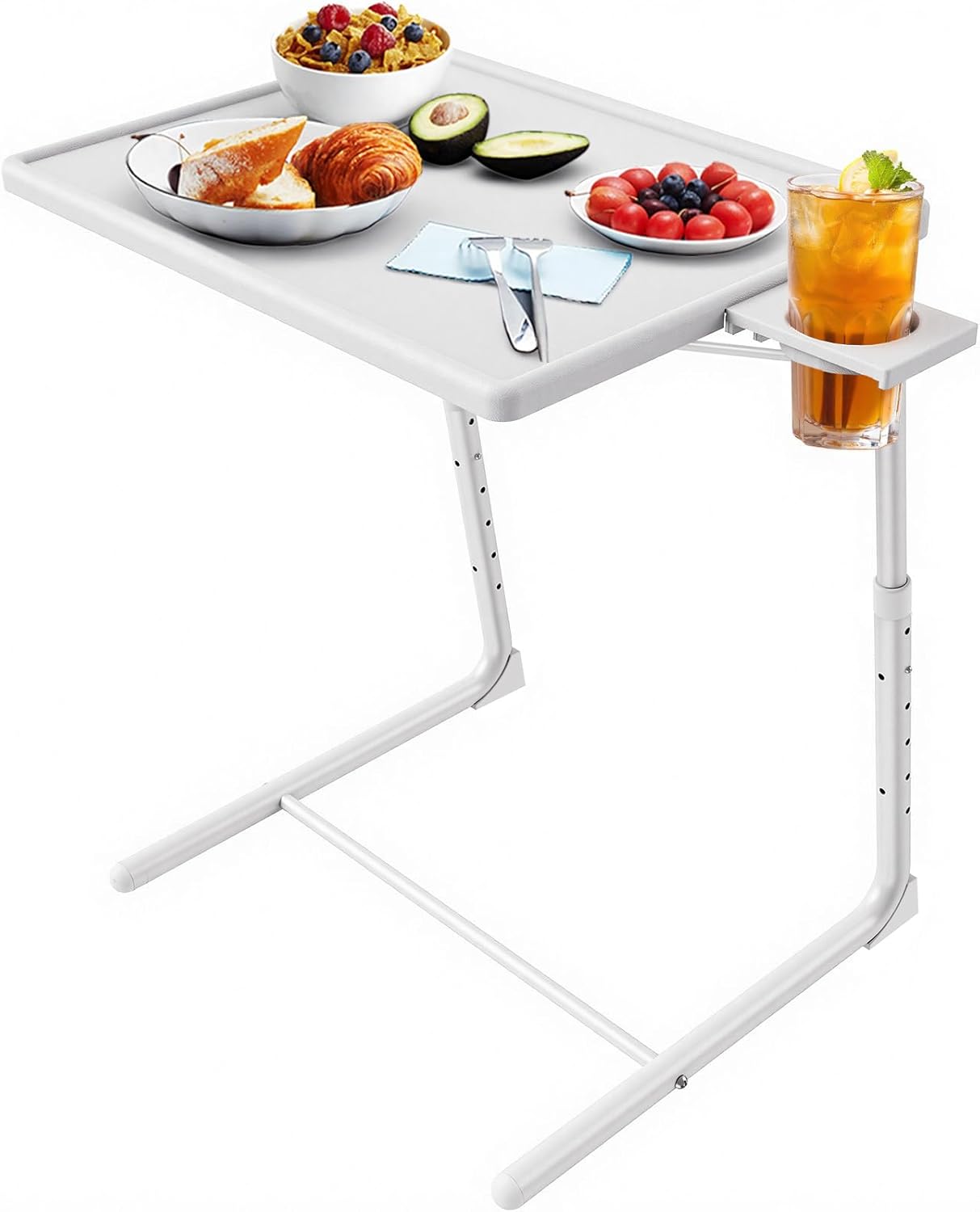 HUANUO TV Tray, Adjustable TV Tray Table - TV Dinner Tray on Bed & Sofa, Comfortable Folding TV Tray with 6 Height & 3 Tilt Angle Adjustments (Black)