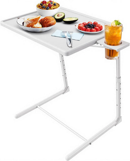 HUANUO TV Tray, Adjustable TV Tray Table - TV Dinner Tray on Bed & Sofa, Comfortable Folding TV Tray with 6 Height & 3 Tilt Angle Adjustments (Black)