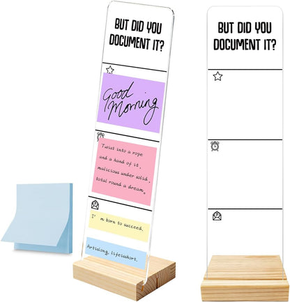 Monitor Memo Board with Removable Wooden Base Acrylic Portable Sticky Note Holder, It's Fine I'm Fine Everything is Fine Logo Office Desk Desk Set Sticky Notes 100 Sheets