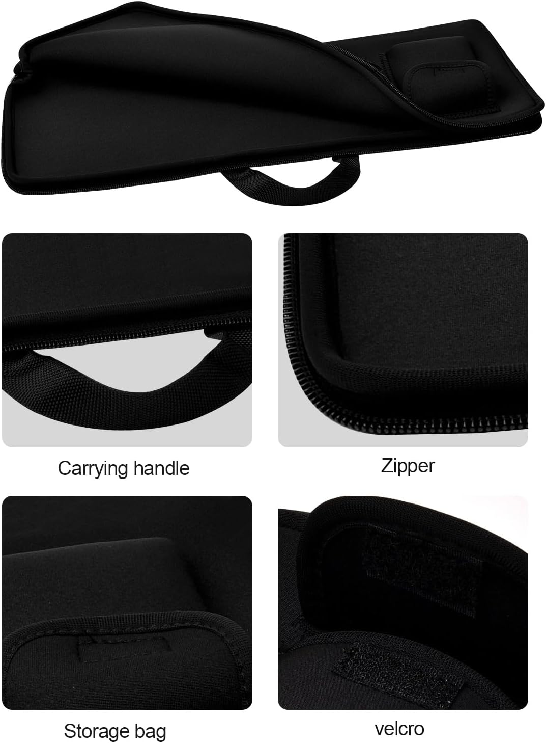 Keyboard Sleeve Travel Case for Logitech Mk270 Wireless Keyboard Compact Mouse Combo Rugged Neoprene Construction Zipper Mouse Storage and Cable Storage Pouch (Black)