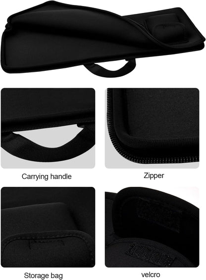 Keyboard Sleeve Travel Case for Logitech Mk270 Wireless Keyboard Compact Mouse Combo Rugged Neoprene Construction Zipper Mouse Storage and Cable Storage Pouch (Black)