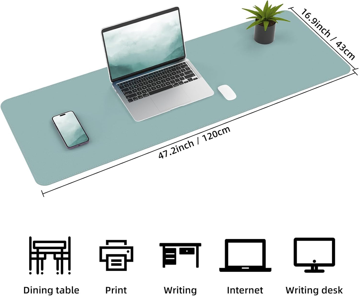 AFIING Large Desk Mat 47" x 17", Dual-Sided Natural Cork & PU Leather Desk Pad, Non-Slip Waterproof Mouse Pad for Office, Home & Gaming, Black