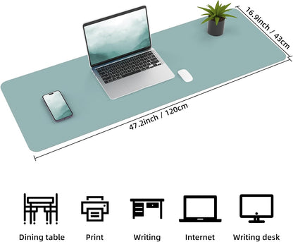 AFIING Large Desk Mat 47" x 17", Dual-Sided Natural Cork & PU Leather Desk Pad, Non-Slip Waterproof Mouse Pad for Office, Home & Gaming, Black